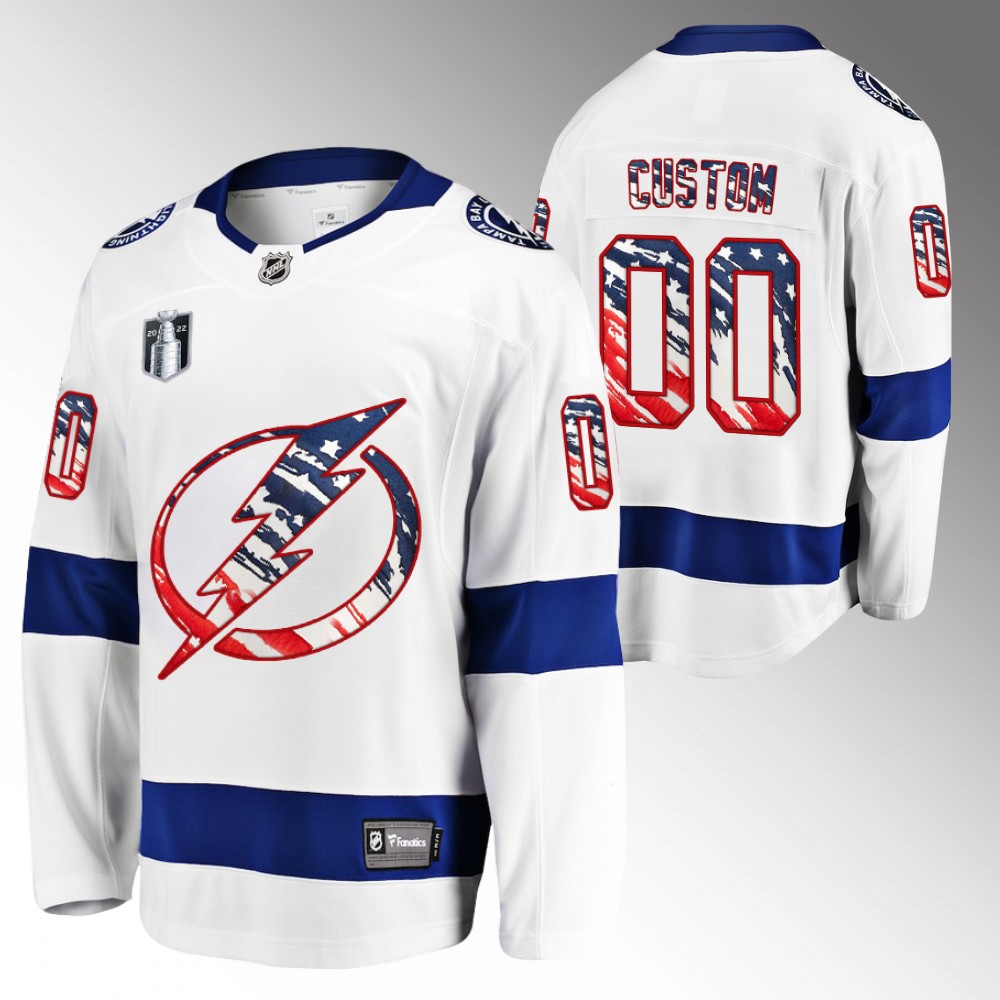 Custom Lightning 4th of July Jersey White Stars Stripes Flag