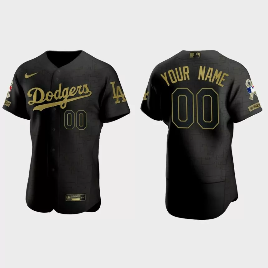 Custom Los Angeles Dodgers 2021 Salute to Service Jersey – All Black