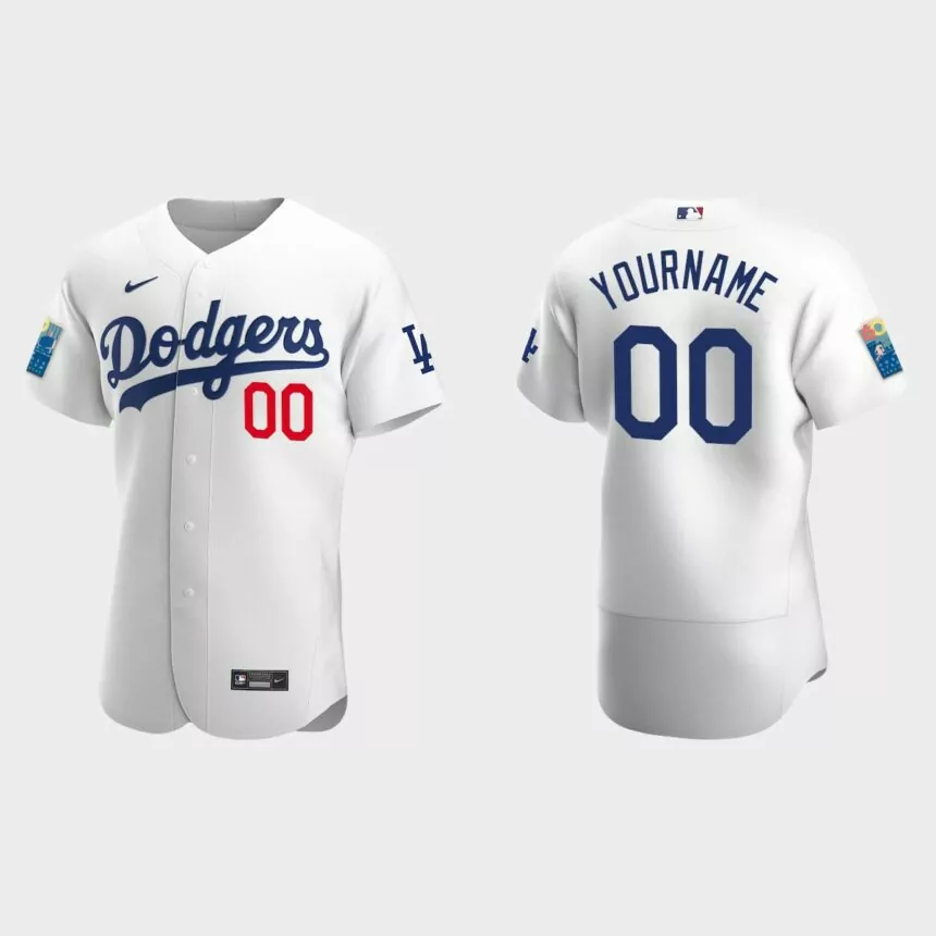 Custom Los Angeles Dodgers 2022 Dodger Stadium 60th Anniversary Authentic Jersey – White