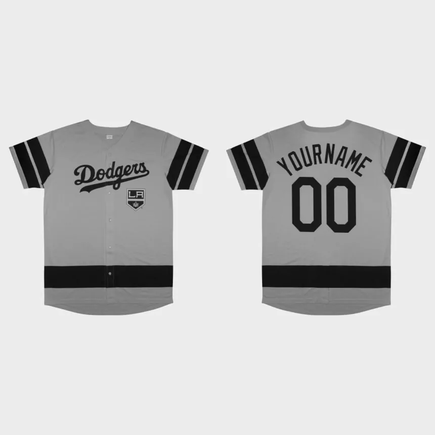 Custom Los Angeles Dodgers 2022 LA Kings Night Replica Jersey – Gray