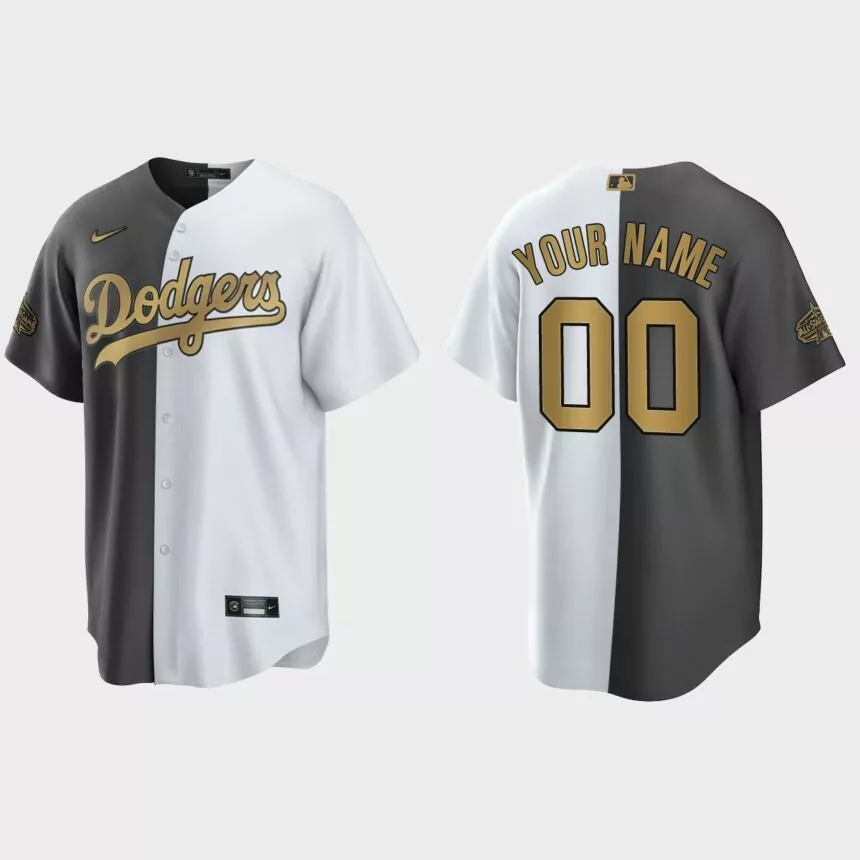 Custom Los Angeles Dodgers 2022 MLB All-Star Game Split Jersey – White Charcoal