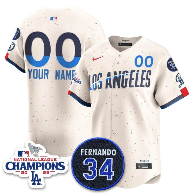 Custom Los Angeles Dodgers 2025 NL Champions Jersey city connect
