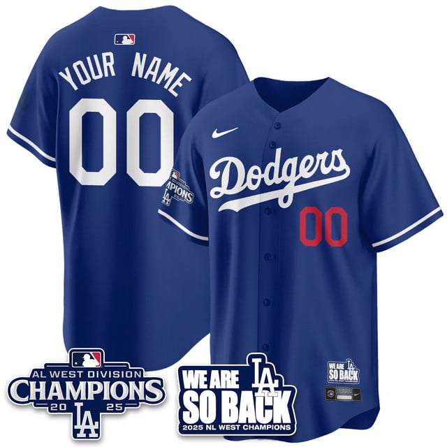 Custom Los Angeles Dodgers 2025 NL West Division Champions Jersey blue
