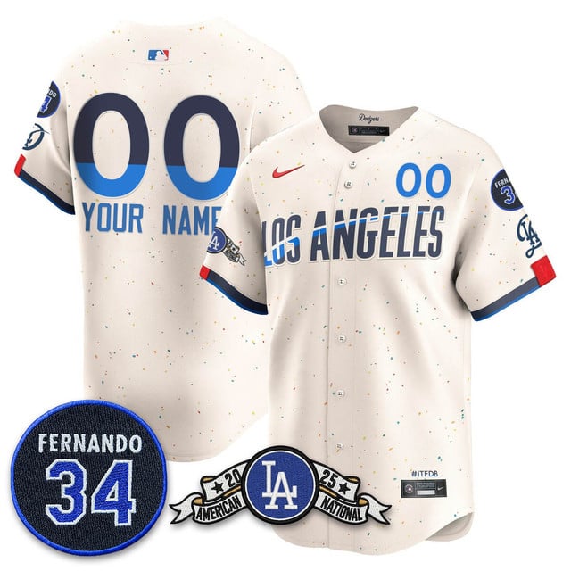 Custom Los Angeles Dodgers 2025 National League Champions Jersey city connect