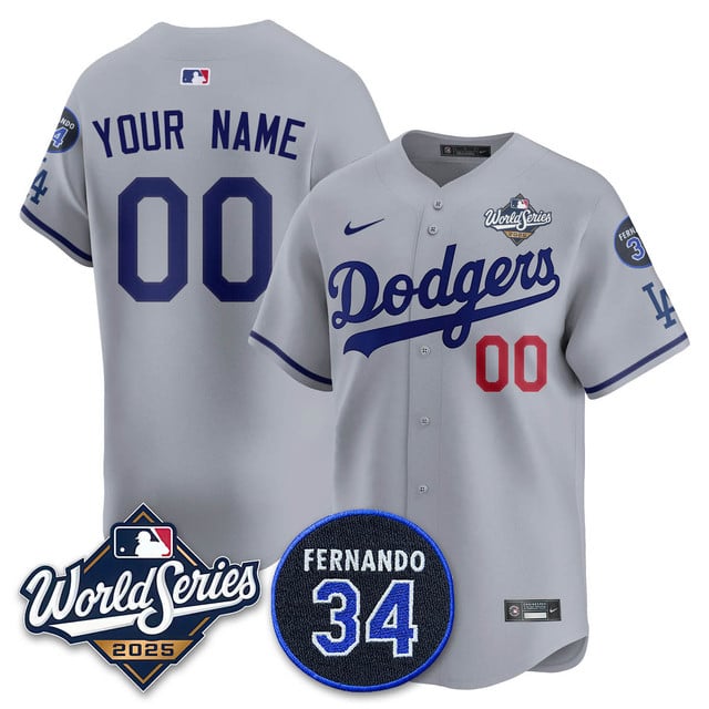 Custom Los Angeles Dodgers 2025 National League Champions Jersey gray