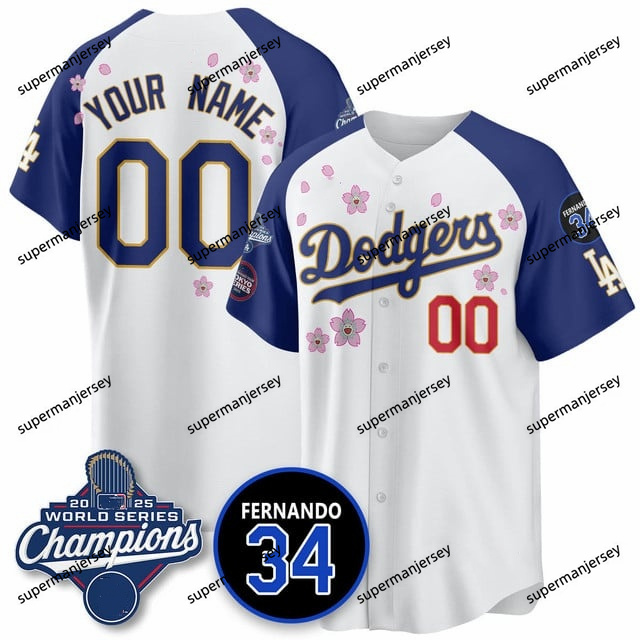Custom Los Angeles Dodgers 2025 World Series Champions   Jersey - All Stitched Alternate