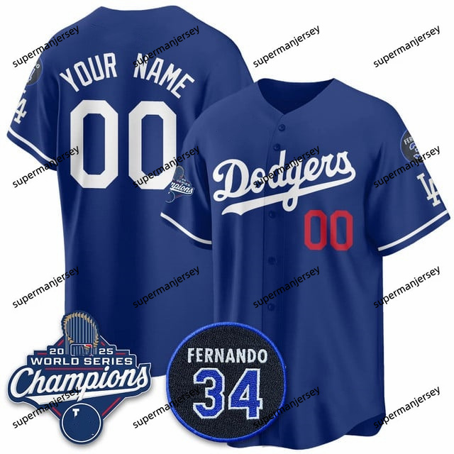 Custom Los Angeles Dodgers 2025 World Series Champions   Jersey - All Stitched Royal