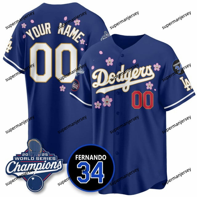 Custom Los Angeles Dodgers 2025 World Series Champions   Jersey - All Stitched Royal2