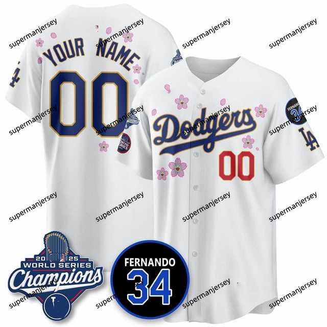 Custom Los Angeles Dodgers 2025 World Series Champions   Jersey - All Stitched White1