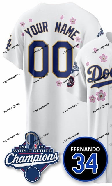 Custom Los Angeles Dodgers 2025 World Series Champions   Jersey - All Stitched White1_副本