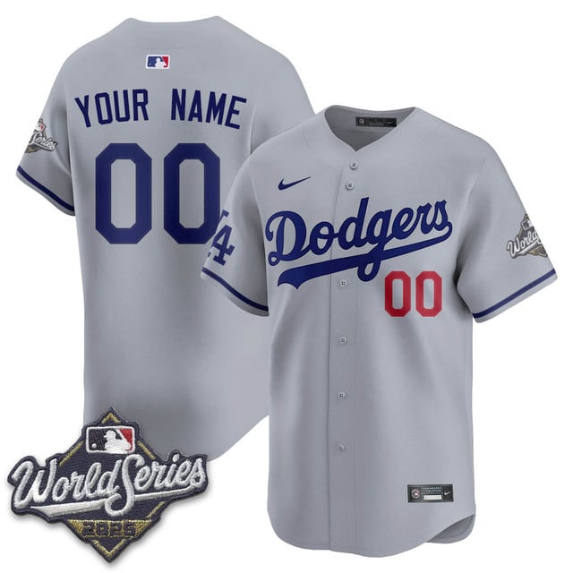 Custom Los Angeles Dodgers 2025 World Series Jersey gray