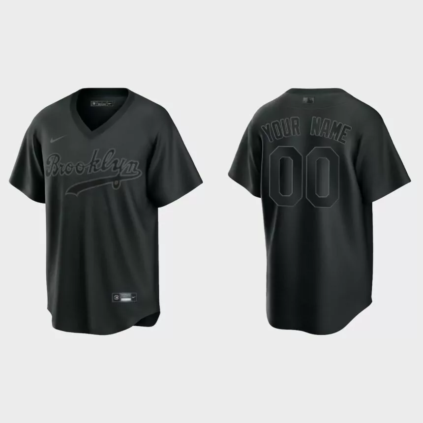 Custom Los Angeles Dodgers Pitch Black Fashion Replica Jersey – Black