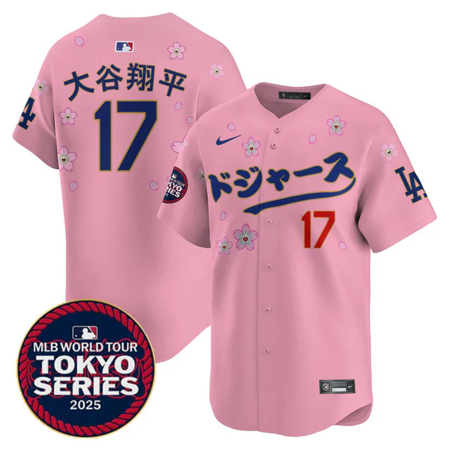 Custom Los Angeles Dodgers Tokyo Series 2025 Vapor Limited Jersey N6 CHERRY BLOSSOM #17 SHOHEI OHTANI (KANJI).webp