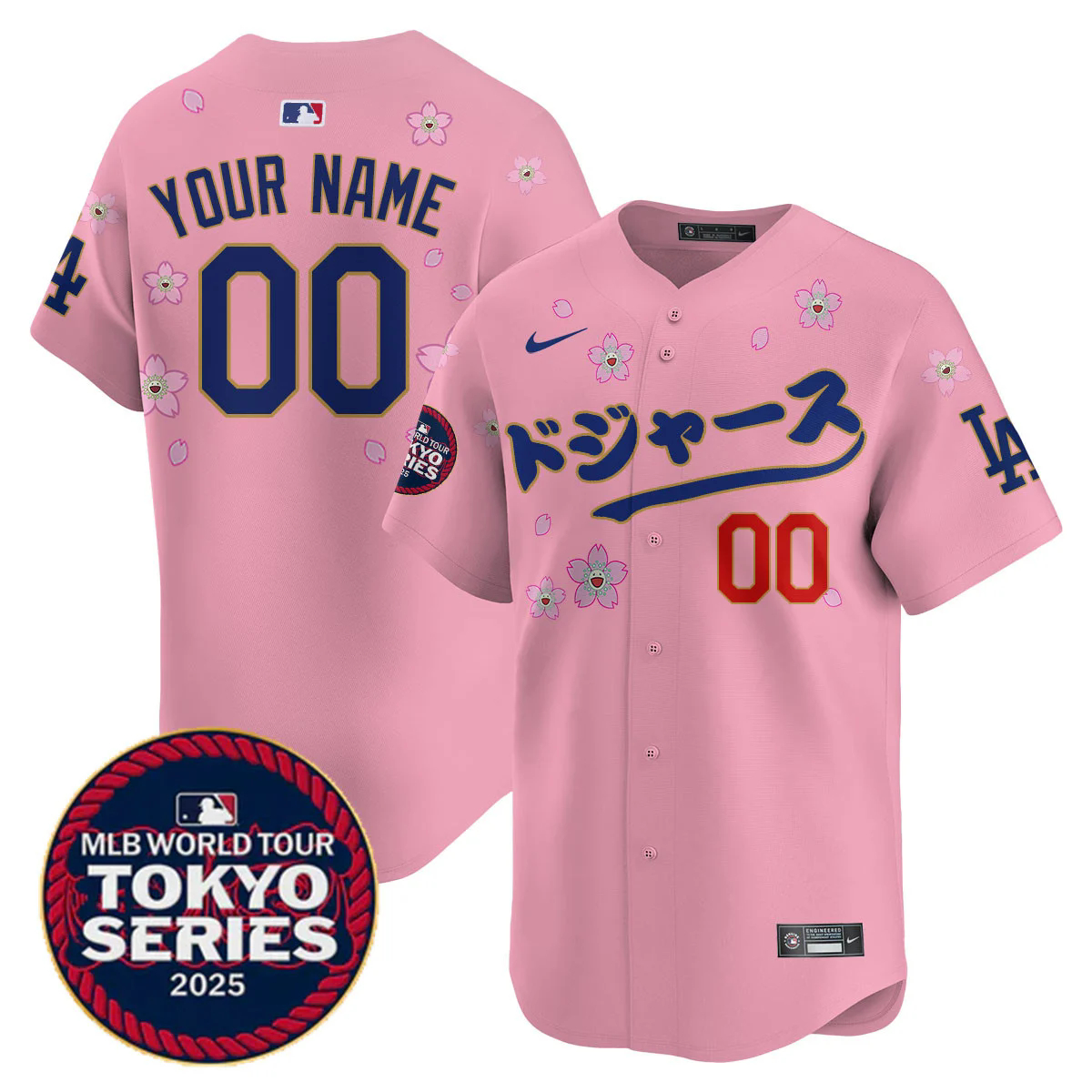 Custom Los Angeles Dodgers Tokyo Series 2025 Vapor Limited Jersey N6 CHERRY BLOSSOM.webp