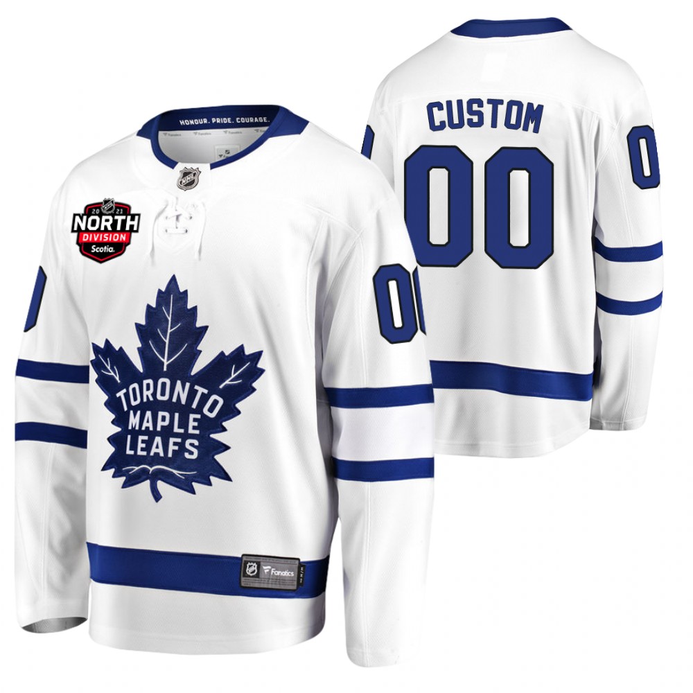 Custom Maple Leafs 2021 North Division Patch Jersey White Away