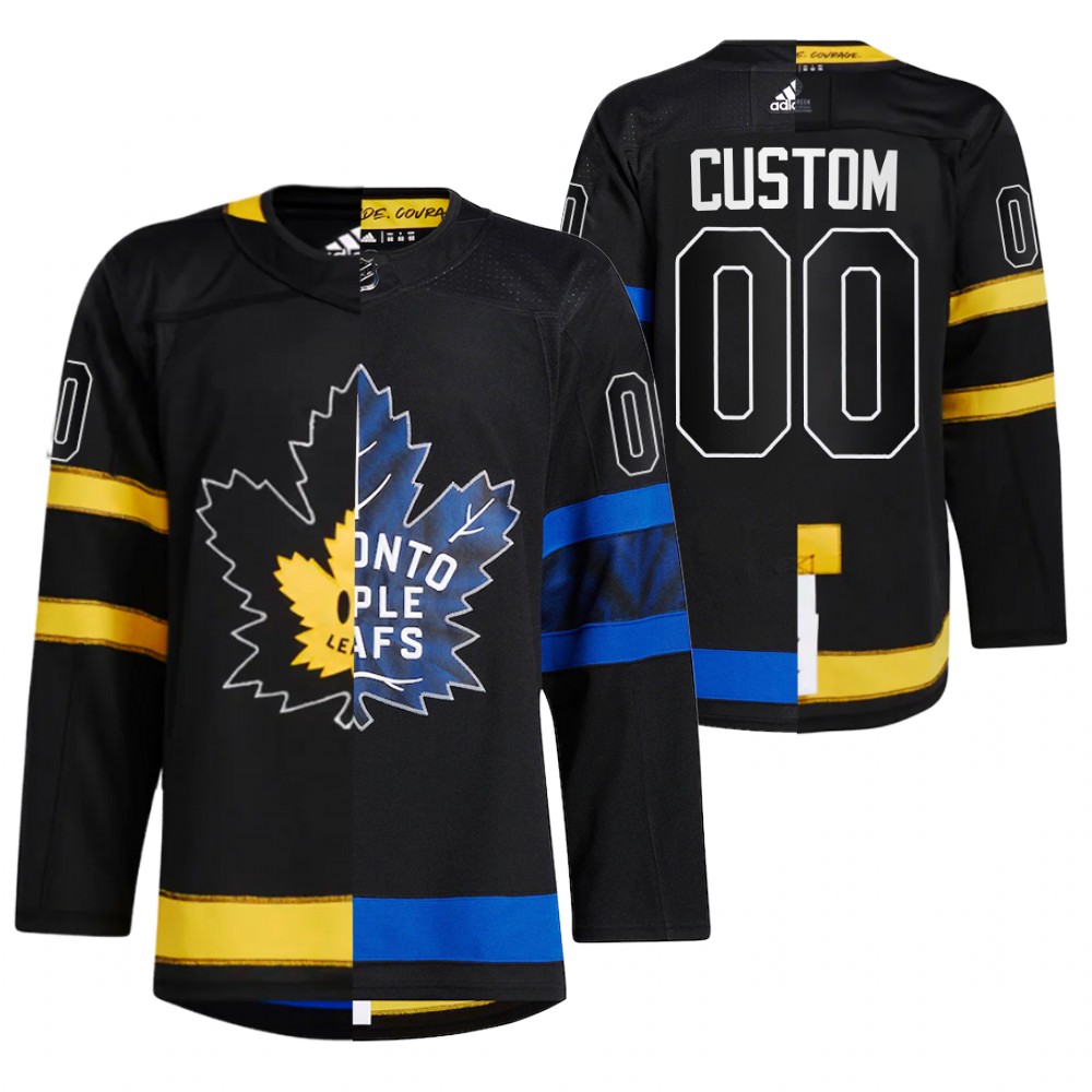 Custom Maple Leafs Drew house Black Split Edition Alternate Jersey