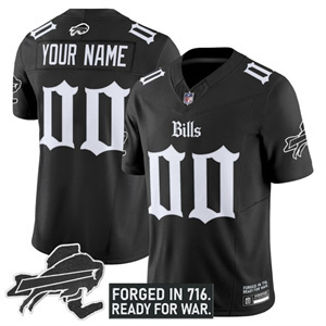 Custom Men's Bills New York Patch Vapor Limited Jersey - All Stitched Black