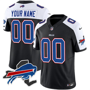 Custom Men's Bills New York Patch Vapor Limited Jersey - All Stitched Black Alternate