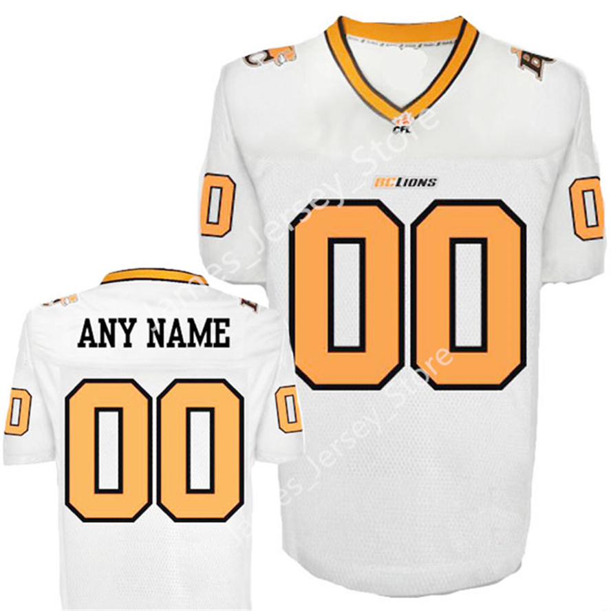 Custom Men's CFL BC Lions Home White Football Jerseys