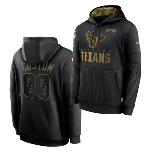 Custom Men's Houston Texans 2020 Salute To Service Black Sideline Performance Pullover Hoodie