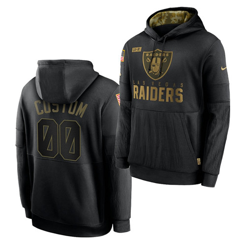Custom Men's Las Vegas Raiders 2020 Salute To Service Black Sideline Performance Pullover Hoodie