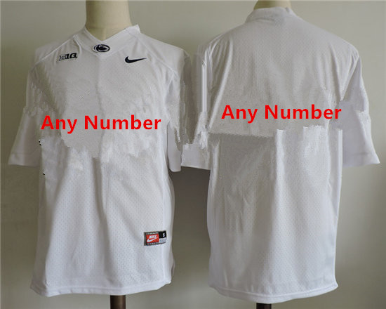 Custom Mens Penn State Nittany Lions Nike White Limited Football Jersey -no name