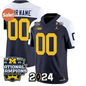 Custom Michigan Wolverines Jersey Name and Number Vapor Limited Football 2024 National Champions Patch Alternate