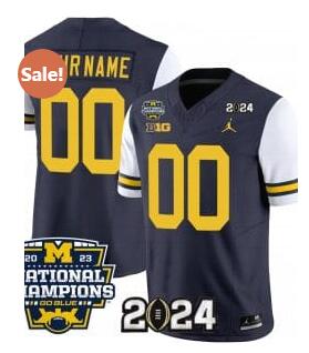Custom Michigan Wolverines Jersey Name and Number Vapor Limited Football 2024 National Champions Patch White Sleeves