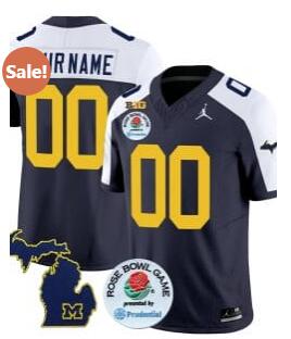 Custom Michigan Wolverines Jersey Name and Number Vapor Limited Rose Bowl Patch Alternate