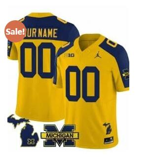 Custom Michigan Wolverines Jersey Special Name and Number College Football 2023 Stitched Maize Alternate