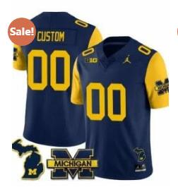 Custom Michigan Wolverines Jersey Special Name and Number College Football 2023 Stitched Maize Sleeves
