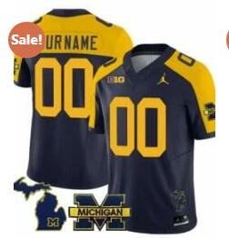 Custom Michigan Wolverines Jersey Special Name and Number College Football 2023 Stitched Navy Alternate