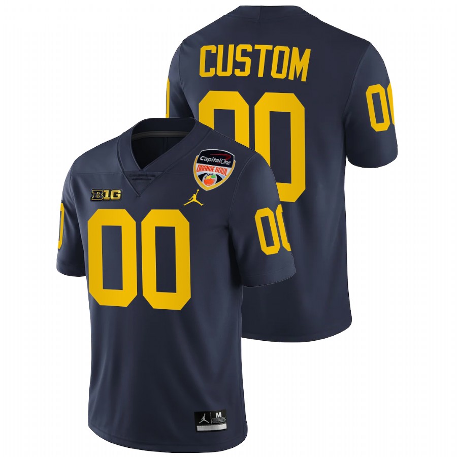 Custom Michigan Wolverines Navy 2021 Orange Bowl College Football Playoff Jersey 