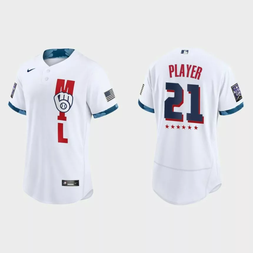 Custom Milwaukee Brewers 2021 MLB All-Star Game Authentic Jersey – White