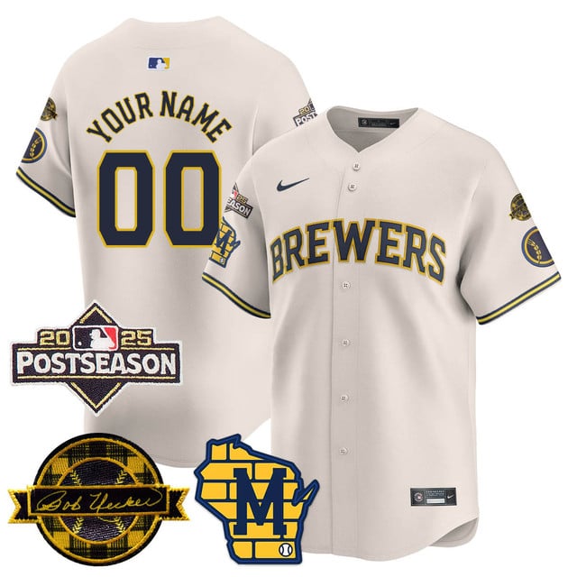 Custom Milwaukee Brewers 2025 Postseason Jersey cream