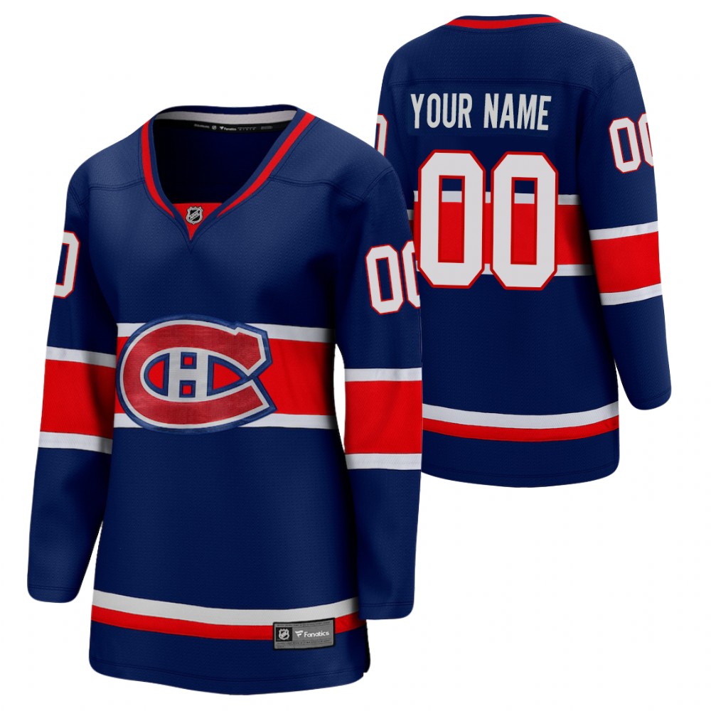 Custom Montreal Canadiens Reverse Retro Blue Women's Jersey Special Edition