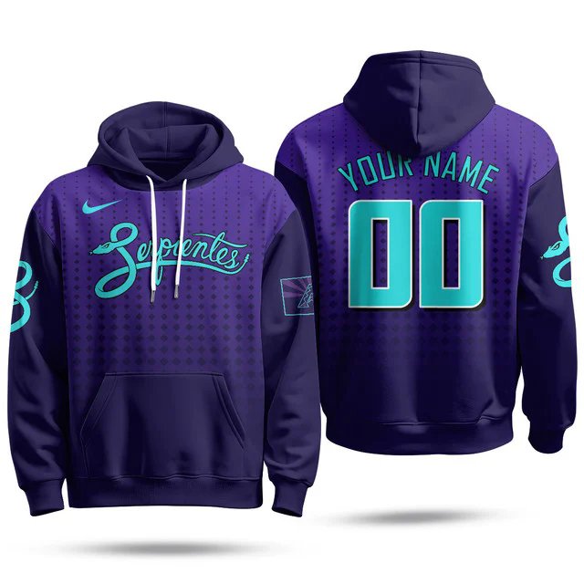 Custom NameGender Arizona Diamondbacks Purple for Second “Serpientes” City Connect Hoodie PURPLE.webp