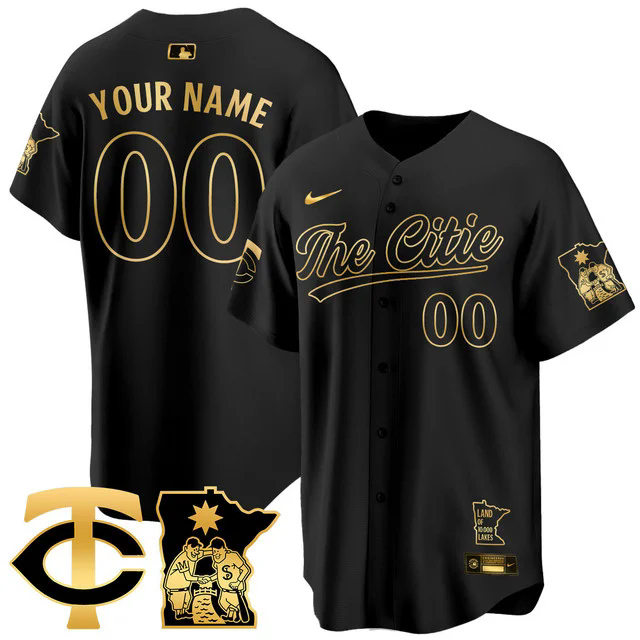 Custom NameGender Minnesota Twins City Connect Concept Jersey BLACK GOLD.webp