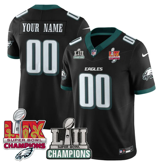 Custom NameGender Philadelphia Eagles LII-LIX Super Bowl Champions Vapor Limited Jersey BLACK.webp