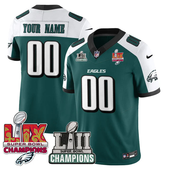 Custom NameGender Philadelphia Eagles LII-LIX Super Bowl Champions Vapor Limited Jersey GREEN.webp