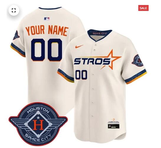 Custom NameNumber Houston Astros 2025 City Connect Vapor Limited Jersey Cream