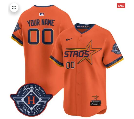 Custom NameNumber Houston Astros 2025 City Connect Vapor Limited Jersey Orange