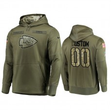 Custom New York Giants #00 Olive Pullover Hoodie 2018 Salute To Service