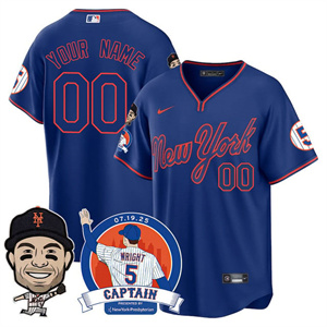 Custom New York Mets David Wright Mets Legend Custom Jersey V2 - All Stitched Royal Alternate