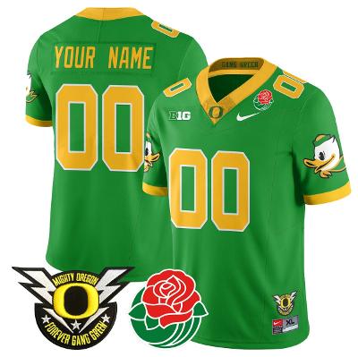 Custom Oregon Ducks Jersey Name, Number 2024 Rose Bowl Patch N1 Green