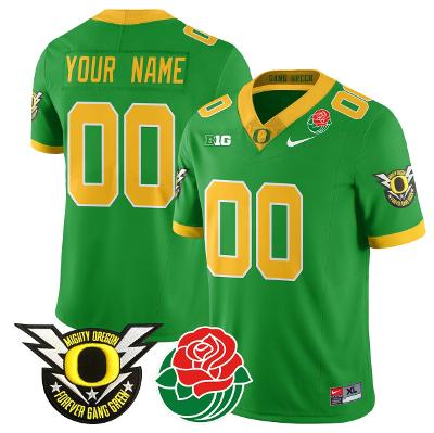 Custom Oregon Ducks Jersey Name, Number 2024 Rose Bowl Patch N2 Green