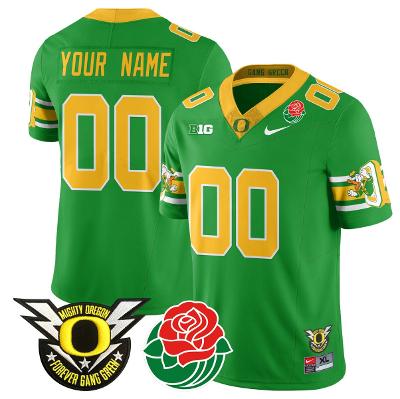 Custom Oregon Ducks Jersey Name, Number 2024 Rose Bowl Patch Stitched Green