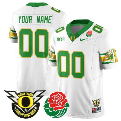 Custom Oregon Ducks Jersey Name, Number 2024 Rose Bowl Patch Stitched White