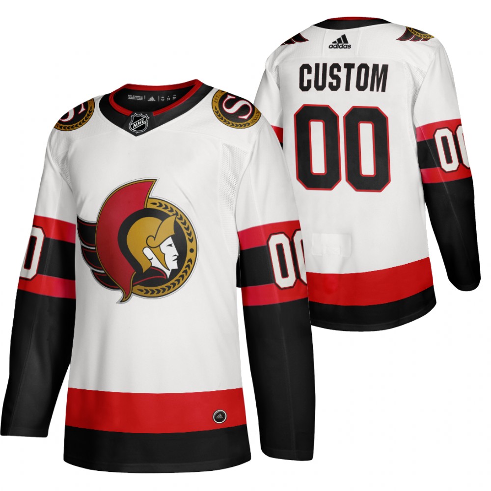 Custom Ottawa Senators Road 2020-21 Vintage 2-D logo Jersey White
