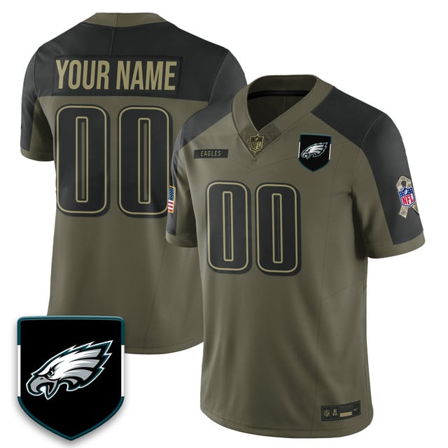 Custom Philadelphia Eagles 2025 Salute to Service Limited Jersey olive